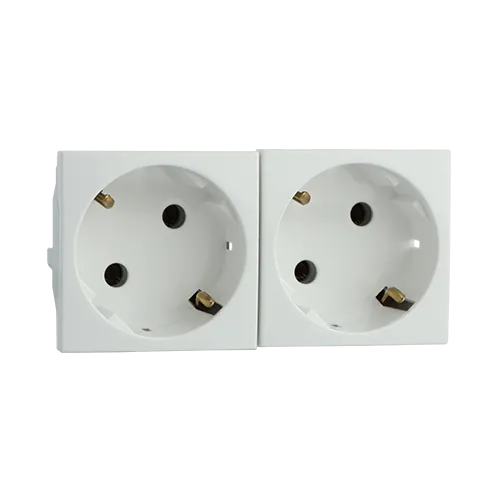 BLOCK TWO EARTH SOCKETS (SCHUKO)-4 MOD WHITE