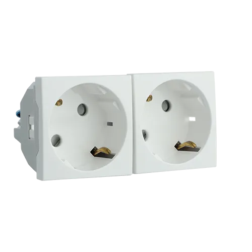 BLOCK TWO SAF EARTH SOCKET (SCHUKO)-4 MOD WH