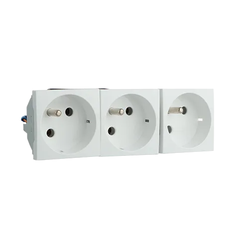 BLOCK THREE EARTH SOCKETS (FRENCH)-6 MOD WHIT