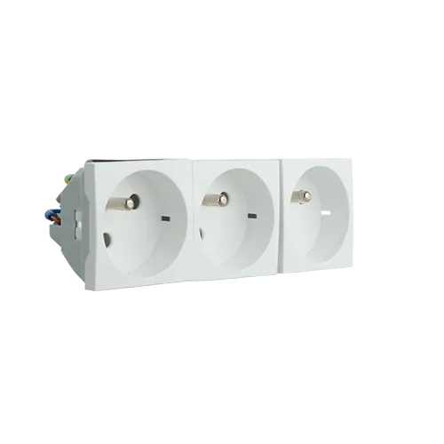 BLOCK THREE EARTH SOCKETS (FRENCH)-6 MOD WHIT