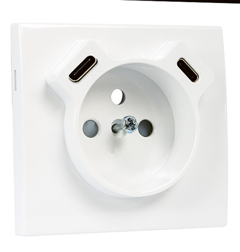 Enjoliveur pour Prise de Courant Française + USB C+C