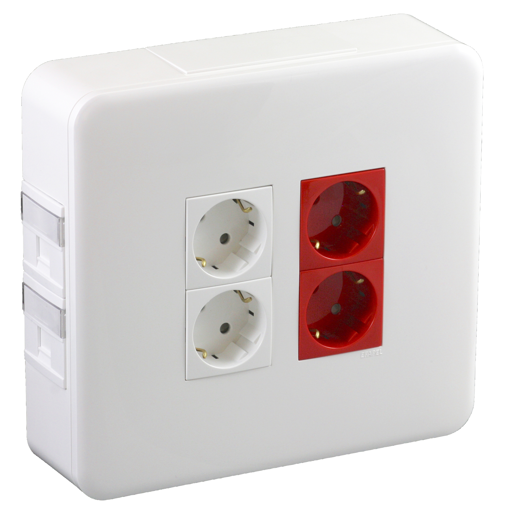 Workstation Surface Mounting 2x4 + 4x4 Modules with 2 Schuko VM + 2 Schuko BR + 2 RJ