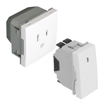 Toma Americana 2P+T 127V 15A con Protección y Conmutador con Piloto de Señalización 