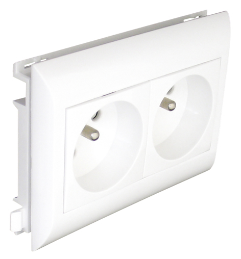 Prise Double de Courant Française pour Couvercles L75 - 4 Modules