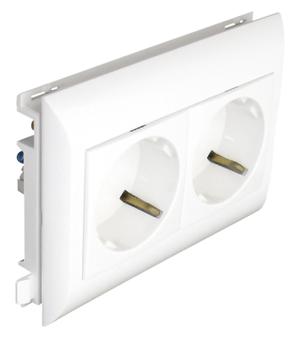 Prise Double de Courant Schuko pour Couvercles L75 - 4 Modules